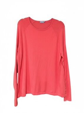 J. McLaughlin Coral Knit Top XL Button Sleeve Lightweight Sweater